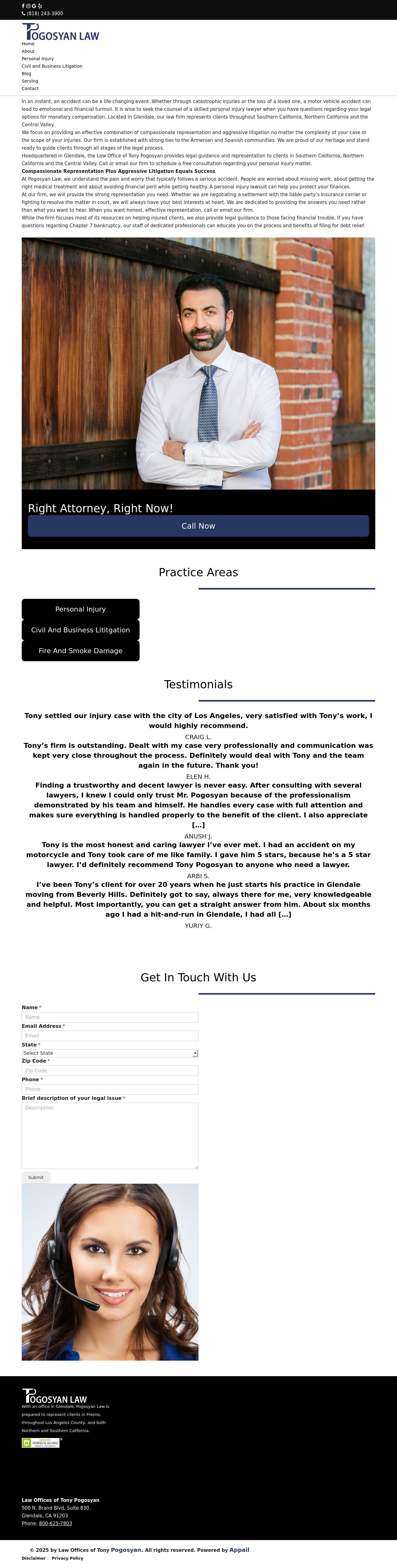 Law Offices of Tony Pogosyan - Glendale CA Lawyers
