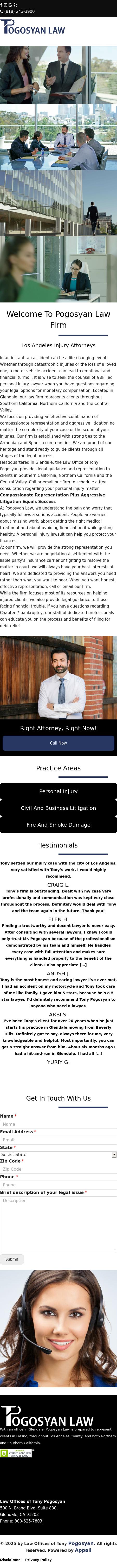 Law Offices of Tony Pogosyan - Glendale CA Lawyers