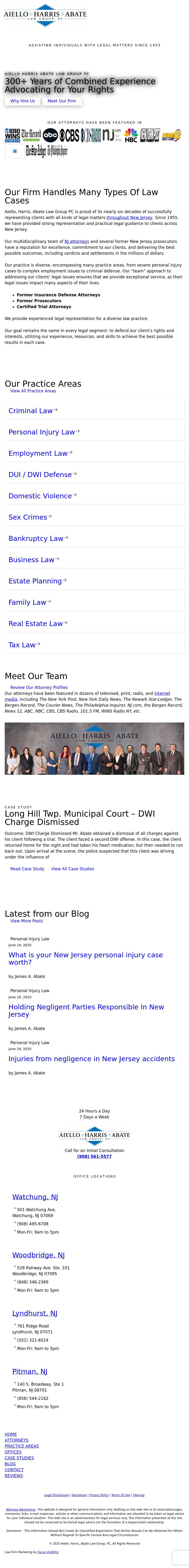 Aiello, Harris, Marth, Tunnero, Pastor & Schiffman, PC Attorneys At Law - Union NJ Lawyers