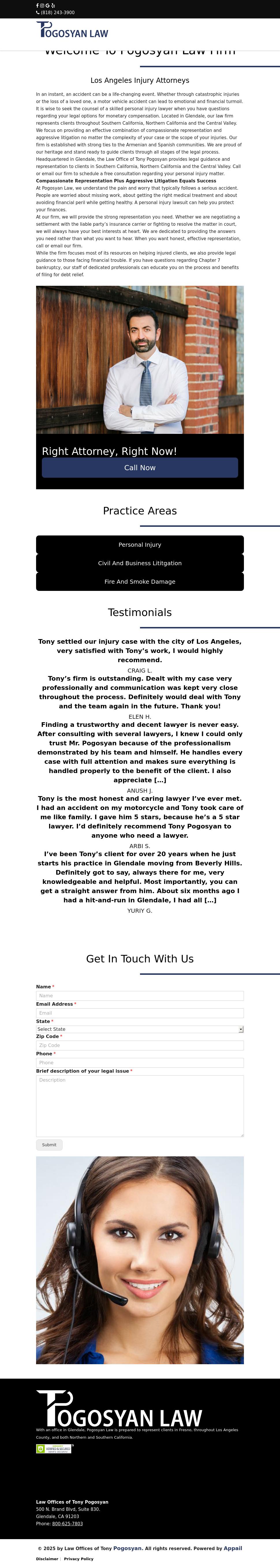 Law Offices of Tony Pogosyan - Glendale CA Lawyers