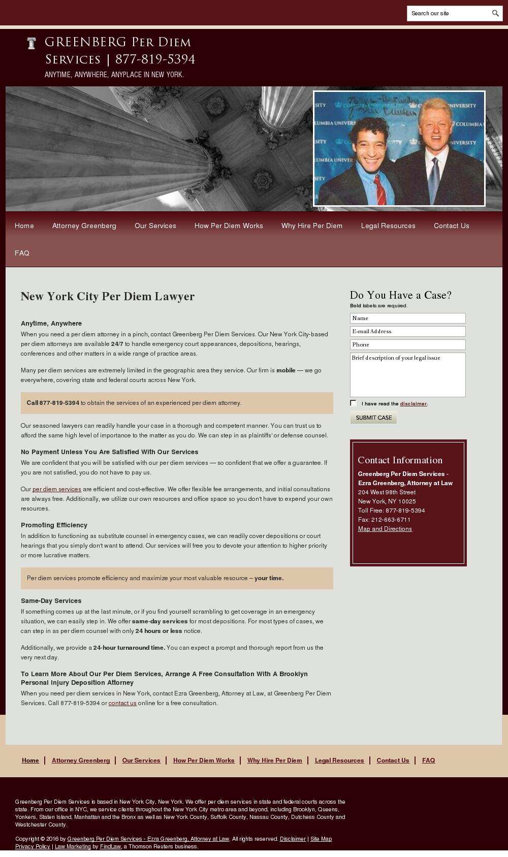 Greenberg Per Diem Services - Ezra Greenberg, Attorney at Law - New York NY Lawyers
